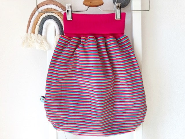 Strampelsack Streifen Gr. 68 Pink/Bunt von Etsy - nadelspinnereiwerk