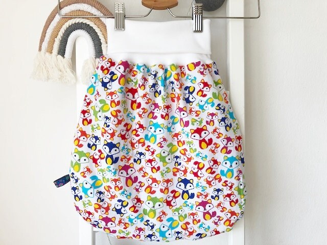 strampelsack Füchslein Gr. 68 Weiß/Bunt von Etsy - nadelspinnereiwerk