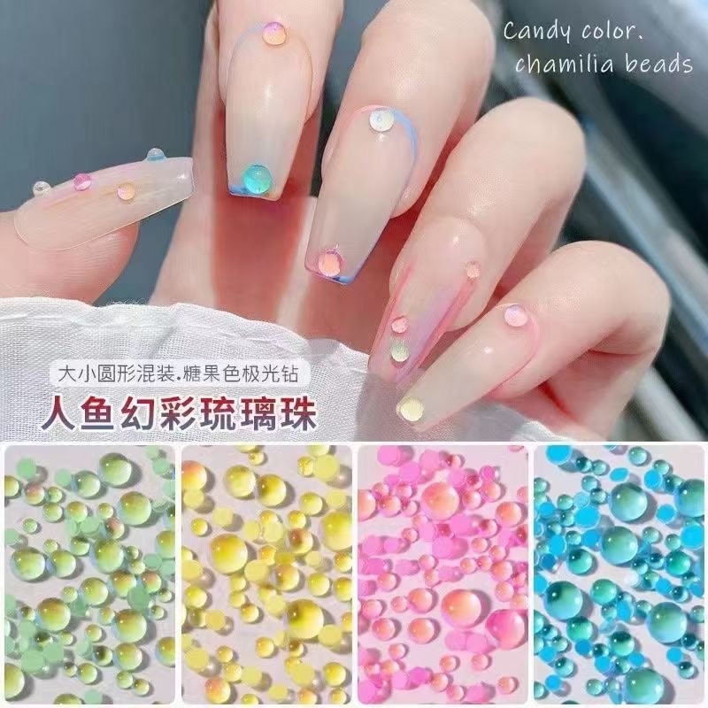 100Pcs/Jar Niedlich Mixed-Size Nail Art Halbe Kugel Form Kristall Farbe Glas Strass Perlen Rm45 von Etsy - nailartfairy