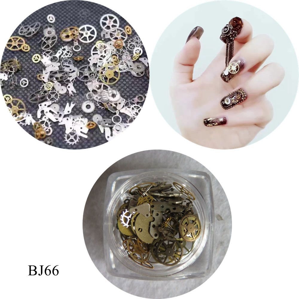 1Jar Hartgold Metall Nicht Klebende Aufkleber Mixed Gear Designs Bj66 von Etsy - nailartfairy