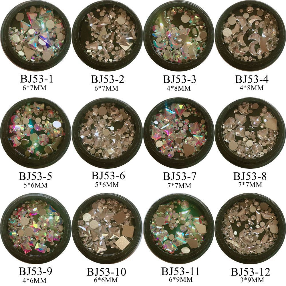 1Jar Nail Art Mix Edelstein Strass Deco in Gläsern Kristall Ab Mond Diamant-Form Bogen Platz Bj53 von Etsy - nailartfairy