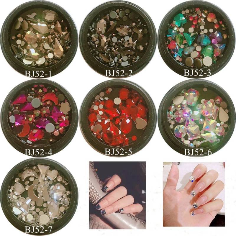 1Jar Nail Art Mix Edelstein Strass Deco in Gläsern Metalic Gold Und Schwarz Rot Regenbogen Bj52 von Etsy - nailartfairy