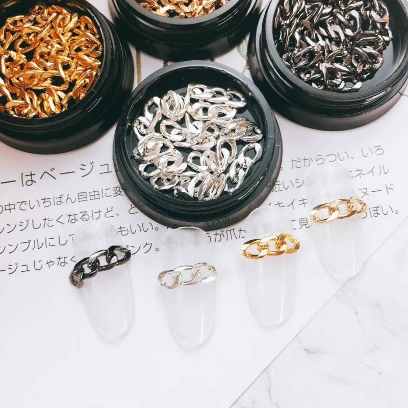 1Jar Süße Silber/Gold/Schwarz/Rose Gold 4mm Kette in Schwarz Jar Metall 3D Deco Bj58 von Etsy - nailartfairy