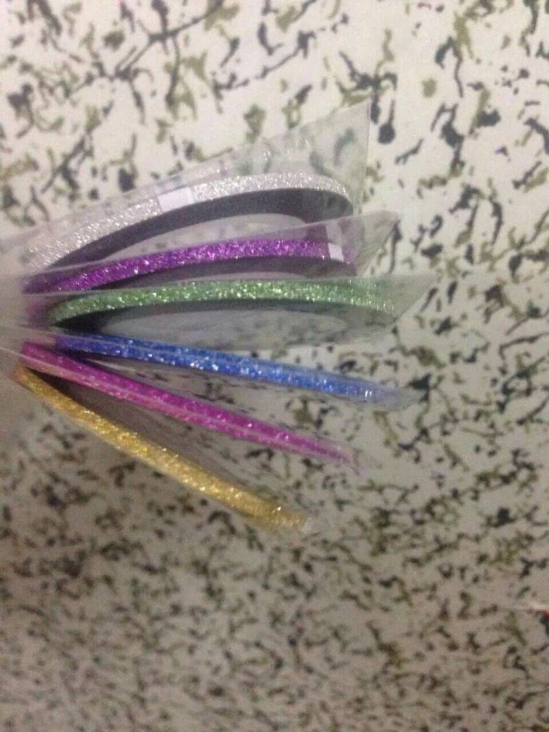 2 Stück 0.8mm Glitzer Gold/Silber Rosa Lila Blau Grün Klebeband Nail Art Metallic Garn Sticker von Etsy - nailartfairy