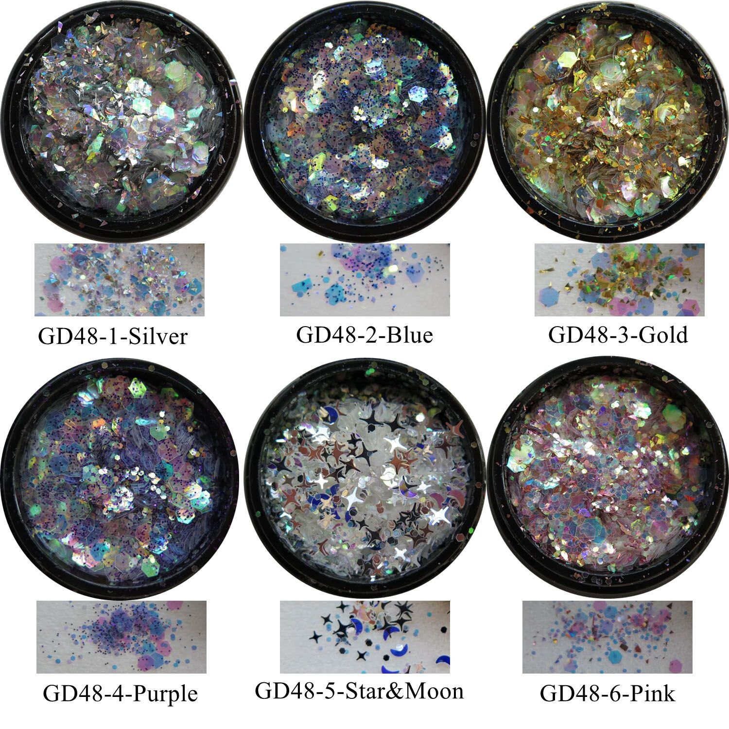 Gd48 In-A-Bag/In-A-Jar Nail Art Gemischt Glitter Verschiedene Größe Und Farbe von Etsy - nailartfairy