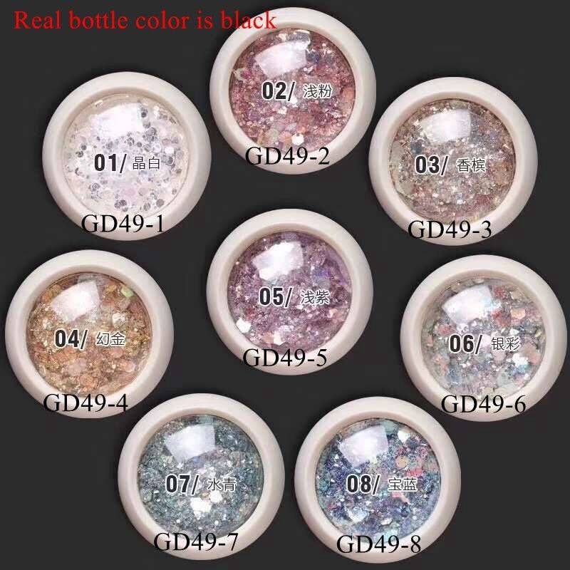 Gd49 Nailart Mixed Glitter Unterschiedliche Größe Und Farbe 8 Farben Im Schwarzen Glas von Etsy - nailartfairy