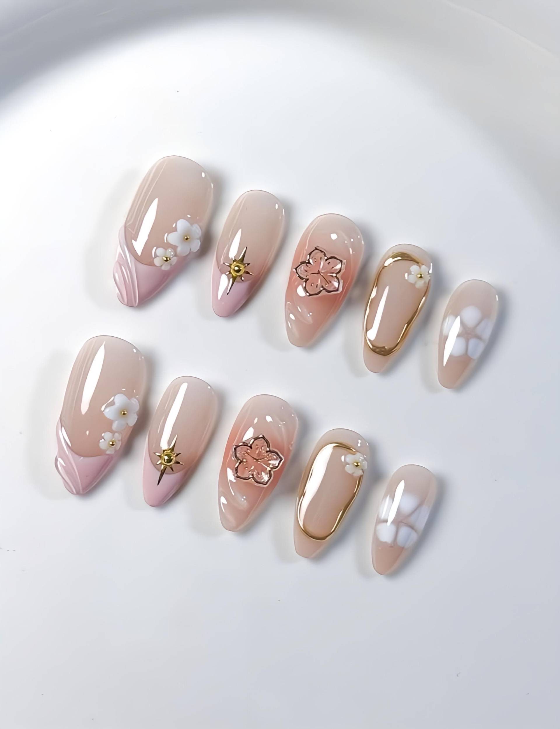 Baby Rose Sparkle - 3D Selbstgemachte Nägel Zum Aufpressen von Etsy - nailauraDE