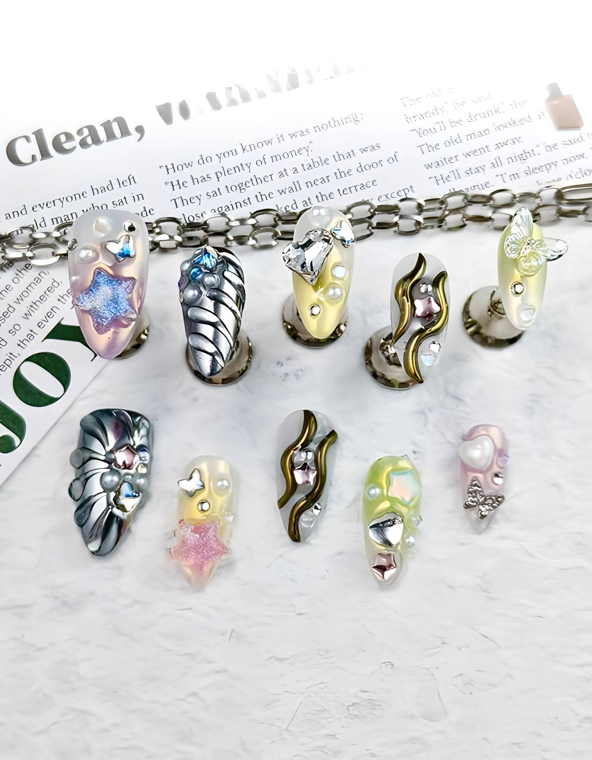 Brille Metallic - 3D Selbstgemachte Nägel Aufpressen von Etsy - nailauraDE