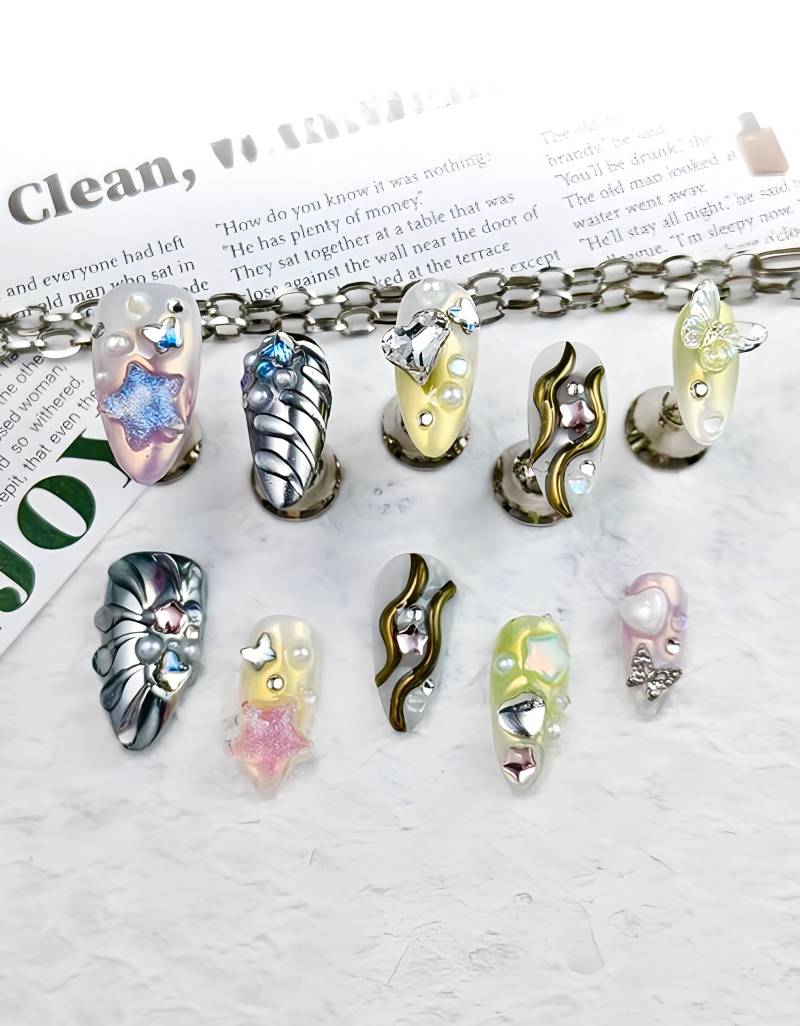 Brille Metallic - 3D Selbstgemachte Nägel Aufpressen von Etsy - nailauraDE