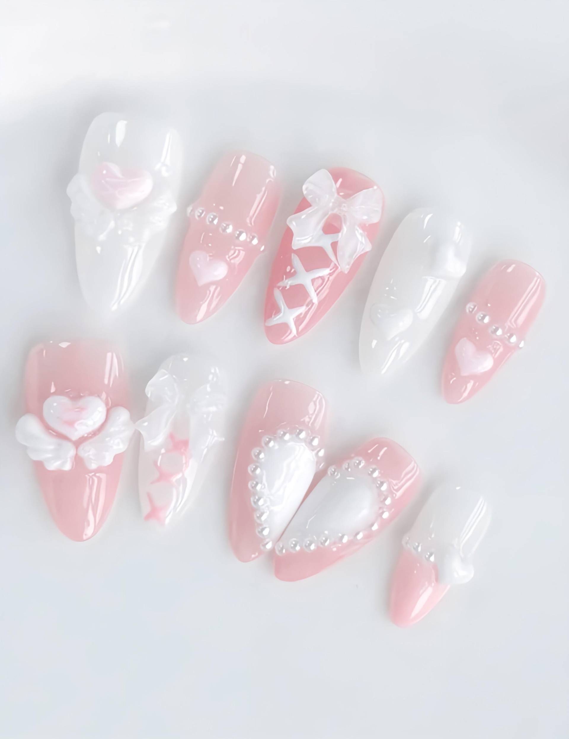 Bubblegum Wings - 3D Selbstgemachte Nägel Zum Aufpressen von Etsy - nailauraDE