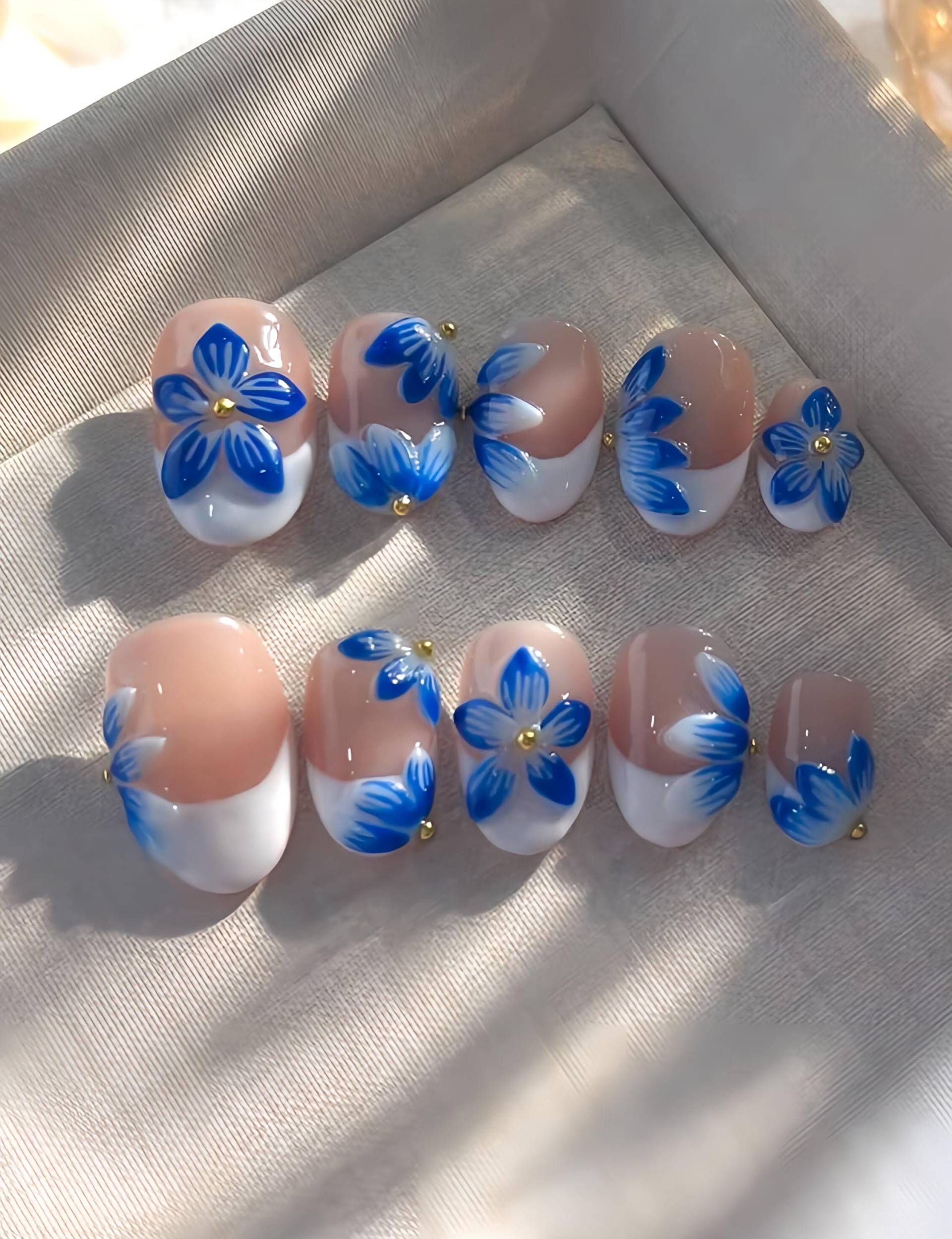 Coral Sky - 3D Selbstgemachte Nägel Zum Aufpressen von Etsy - nailauraDE