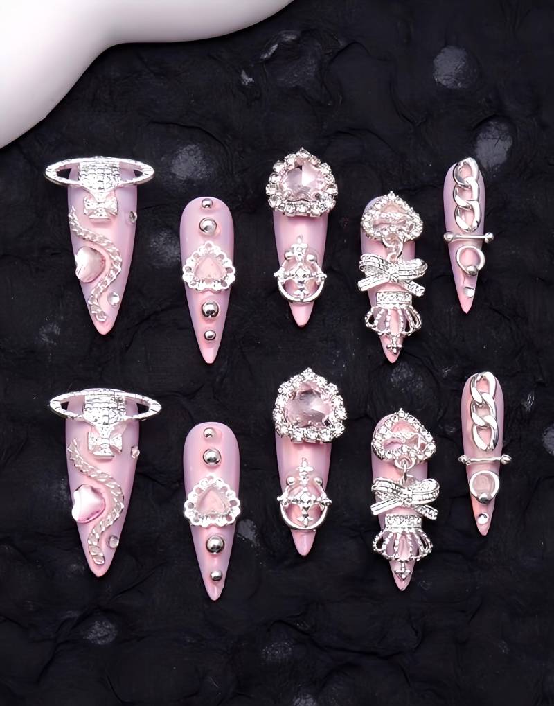 Cotton Candy Lace - 3D Selbstgemachte Pressnägel von Etsy - nailauraDE