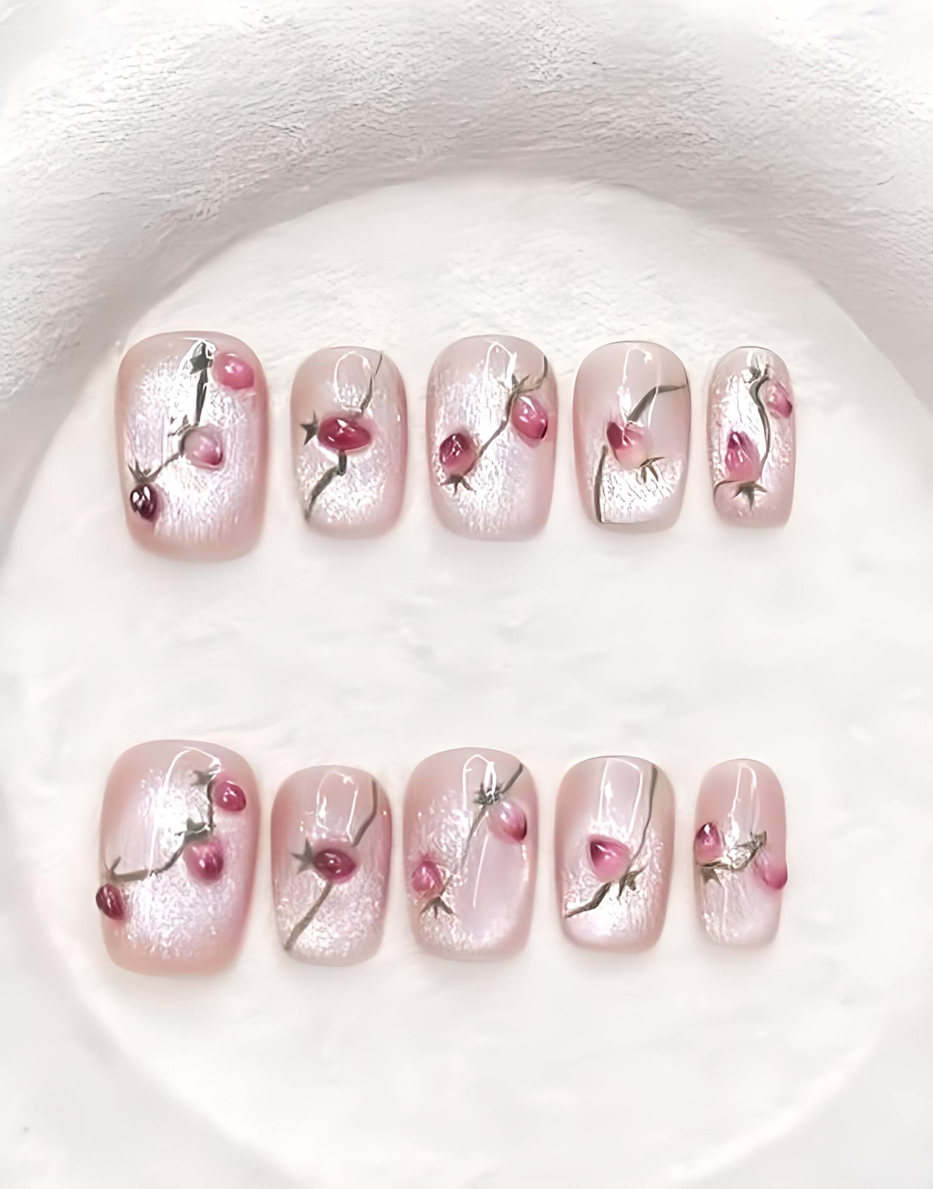 Erdbeeren Versüßt - 3D Selbstgemachte Nägel Zum Aufpressen von Etsy - nailauraDE