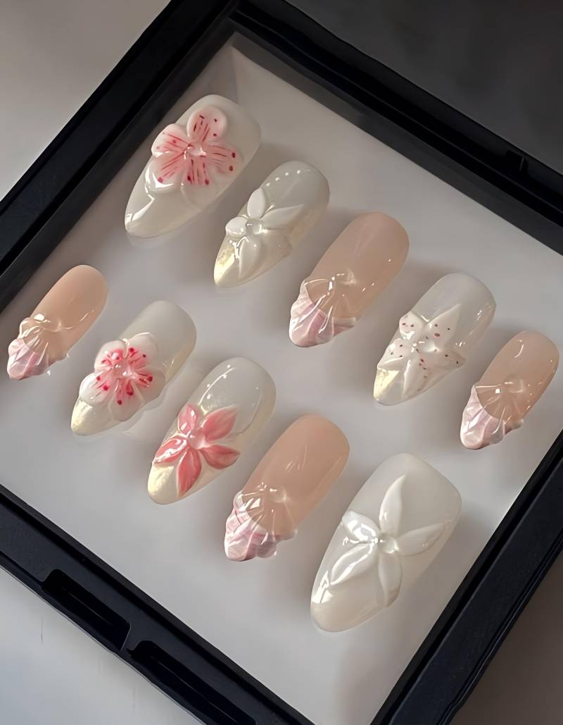 Floral Fantasy - 3D Selbstgemachte Nägel Zum Aufpressen von Etsy - nailauraDE