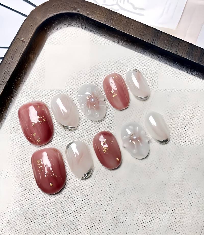 Floral Perle - 3D Selbstgemachte Nägel von Etsy - nailauraDE