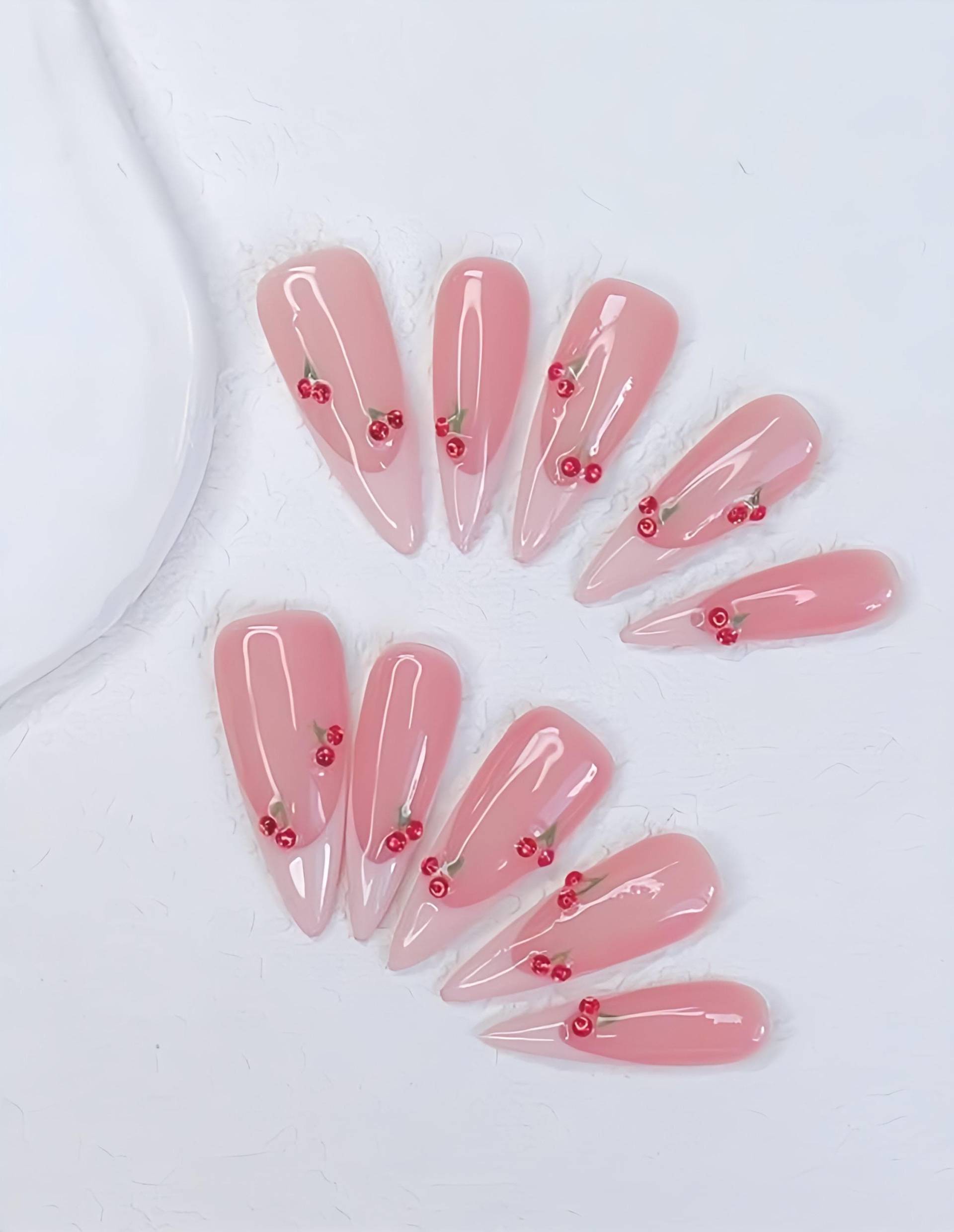 Fruchtige French Tips - 3D Selbstgemachte Press-On Nägel von Etsy - nailauraDE