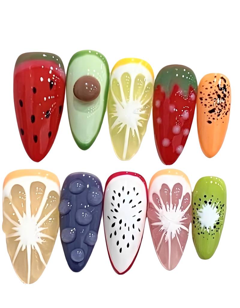 Fruity Bali - 3D Selbstgemachte Nägel Zum Aufpressen von Etsy - nailauraDE
