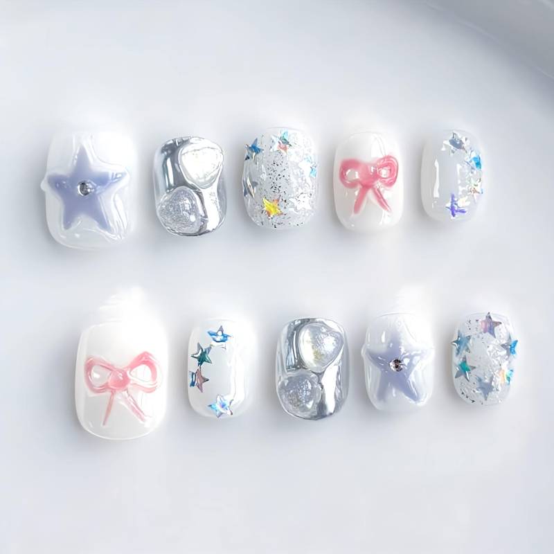 Galactic Cutie - 3D Handgemachte Wiederverwendbare Pressnägel von Etsy - nailauraDE