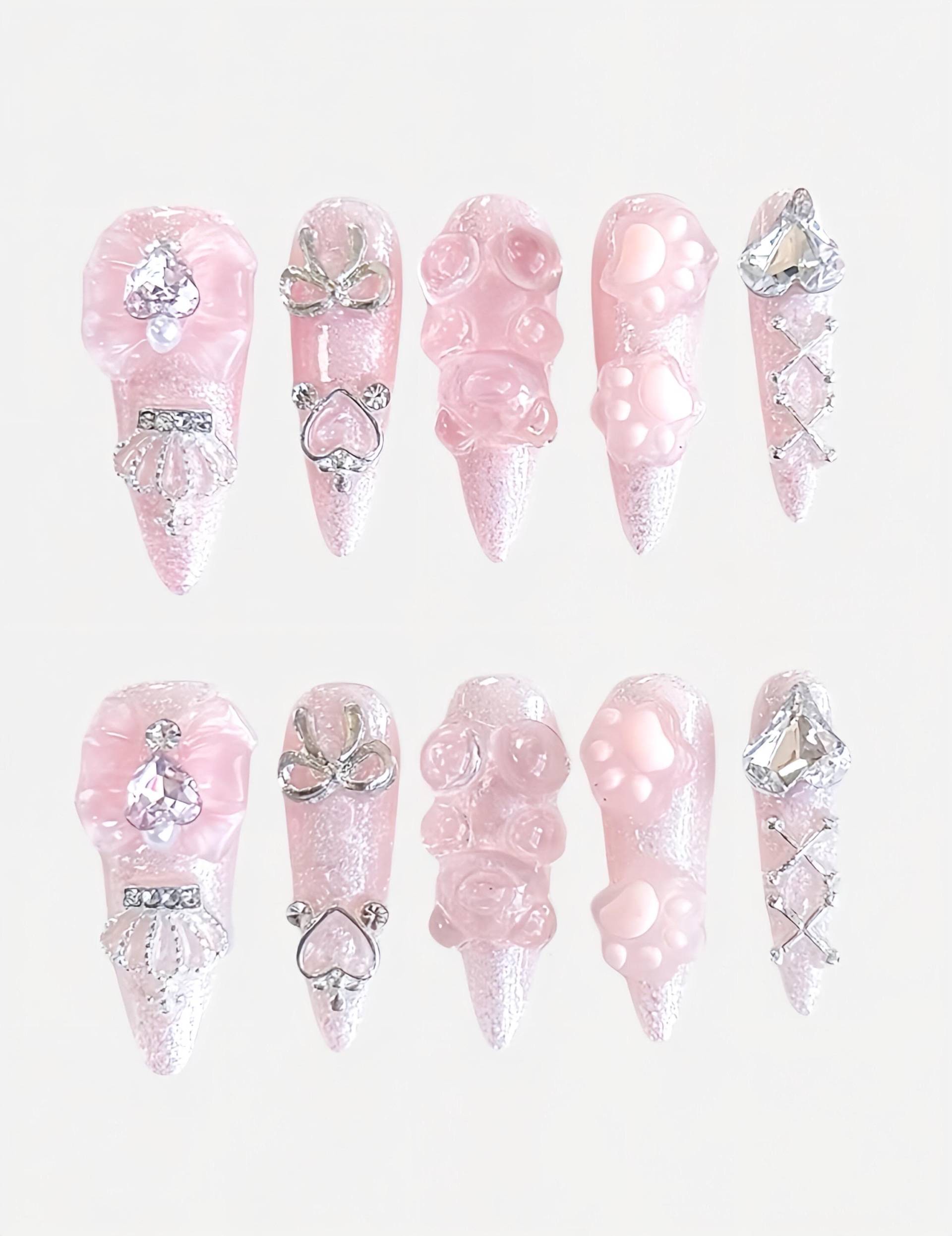 Gefrostetes Herz - 3D Selbstgemachte Pressnägel von Etsy - nailauraDE