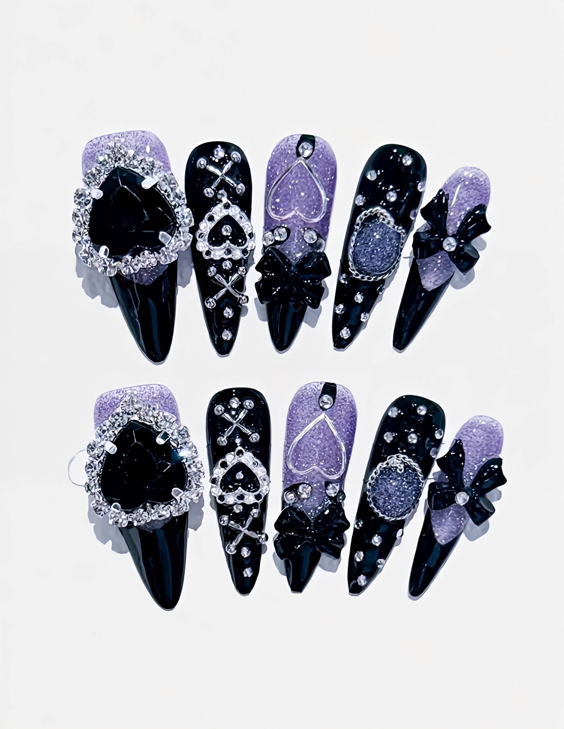 Gothic Grace - 3D Selbstgemachte Nägel Zum Aufpressen von Etsy - nailauraDE