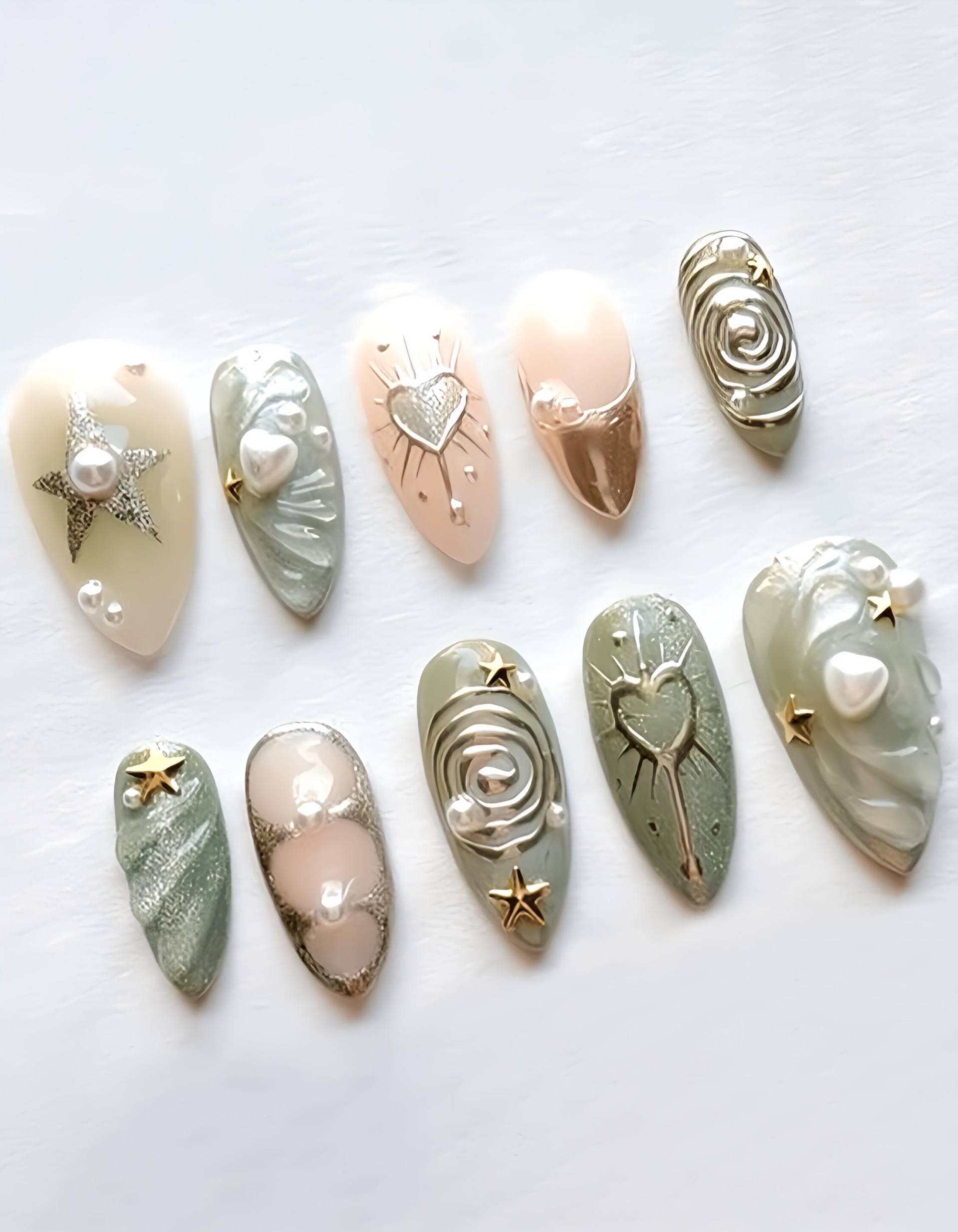 Hellgrün - 3D Selbstgemachte Nägel Zum Pressen Hellgrün - 3D Selbstgemachte Nägel Zum Pressen von Etsy - nailauraDE