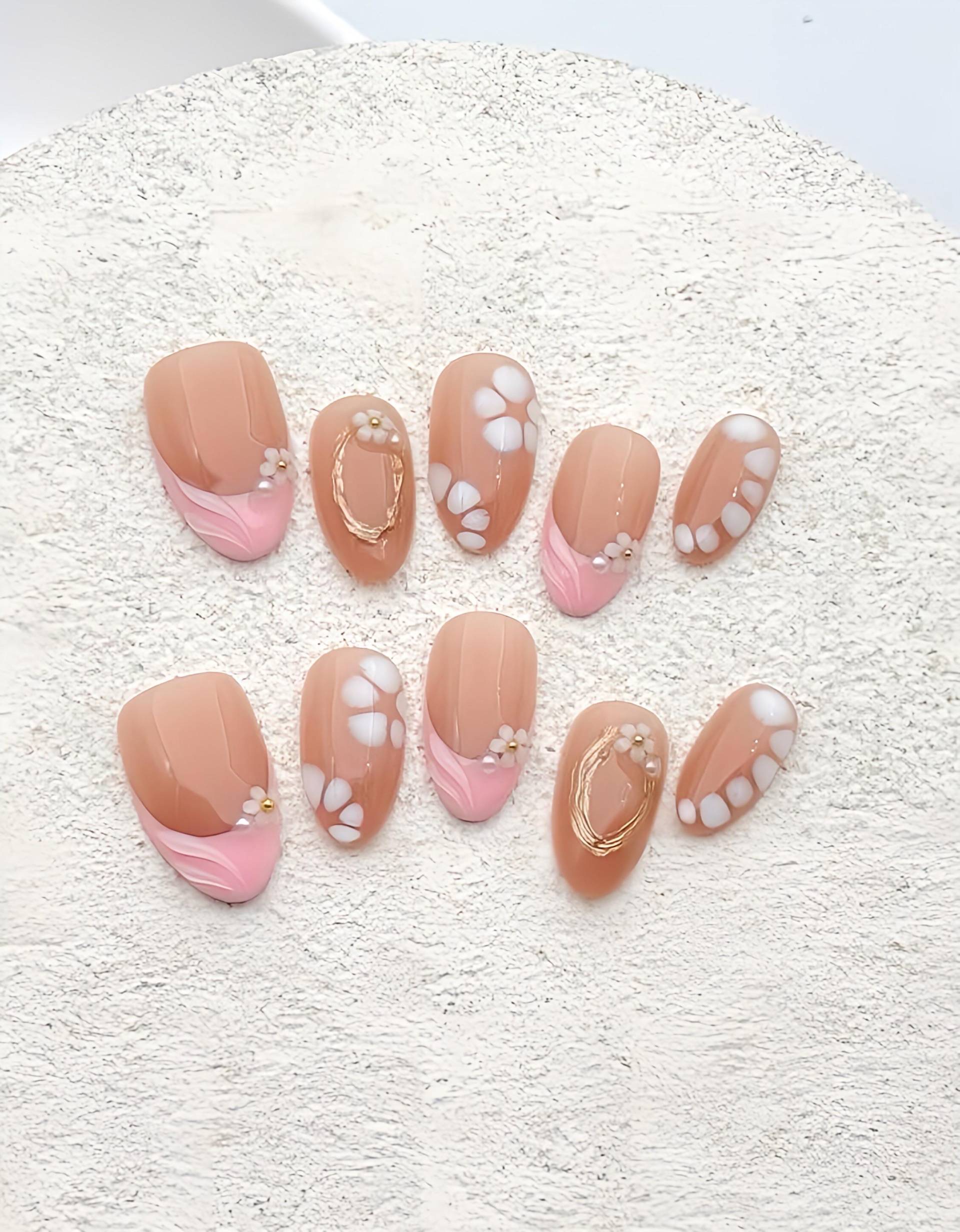 Honey Stone - 3D Selbstgemachte Press-On Nägel Honey Stone - 3D Selbstgemachte Press-On Nägel von Etsy - nailauraDE