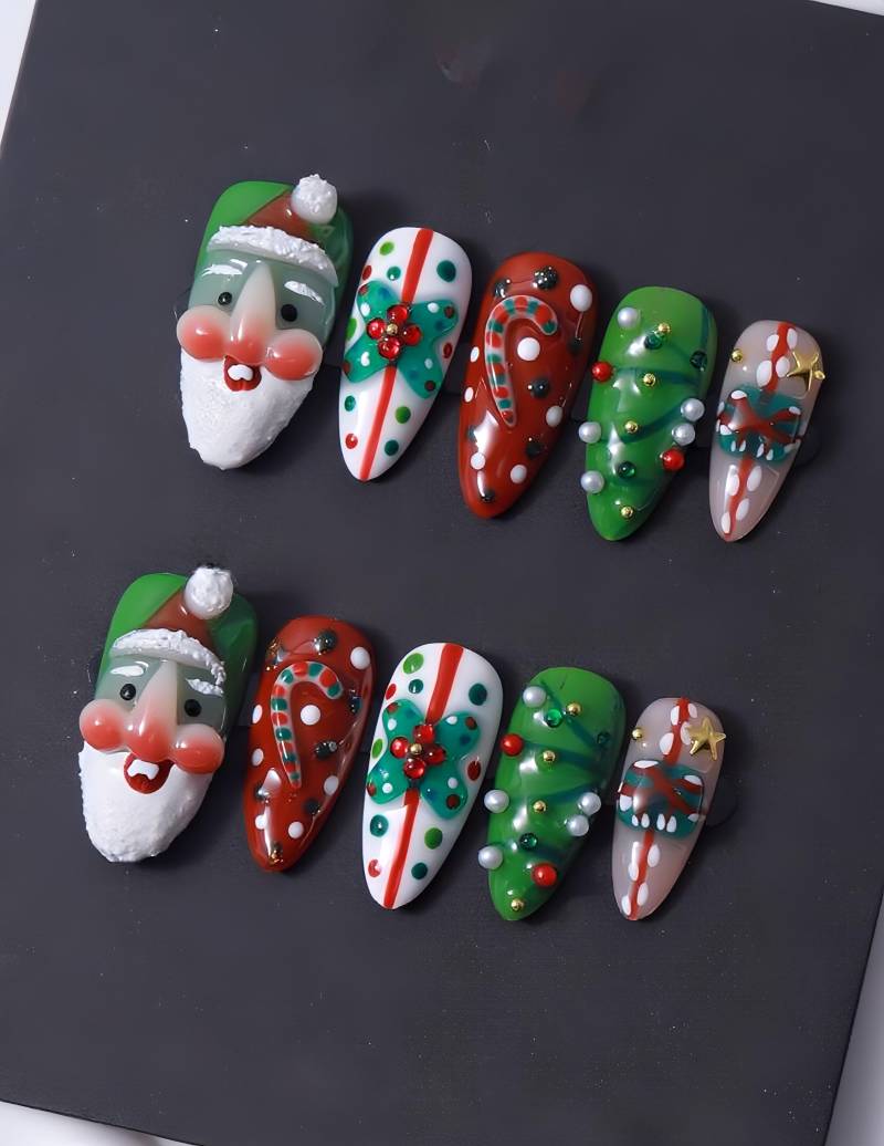 Jolly Santa Wonderland - 3D Handgemachte Wiederverwendbare Pressnägel Jolly Santa Wonderland - 3D Handgemachte Wiederverwendbare Pressnägel von Etsy - nailauraDE
