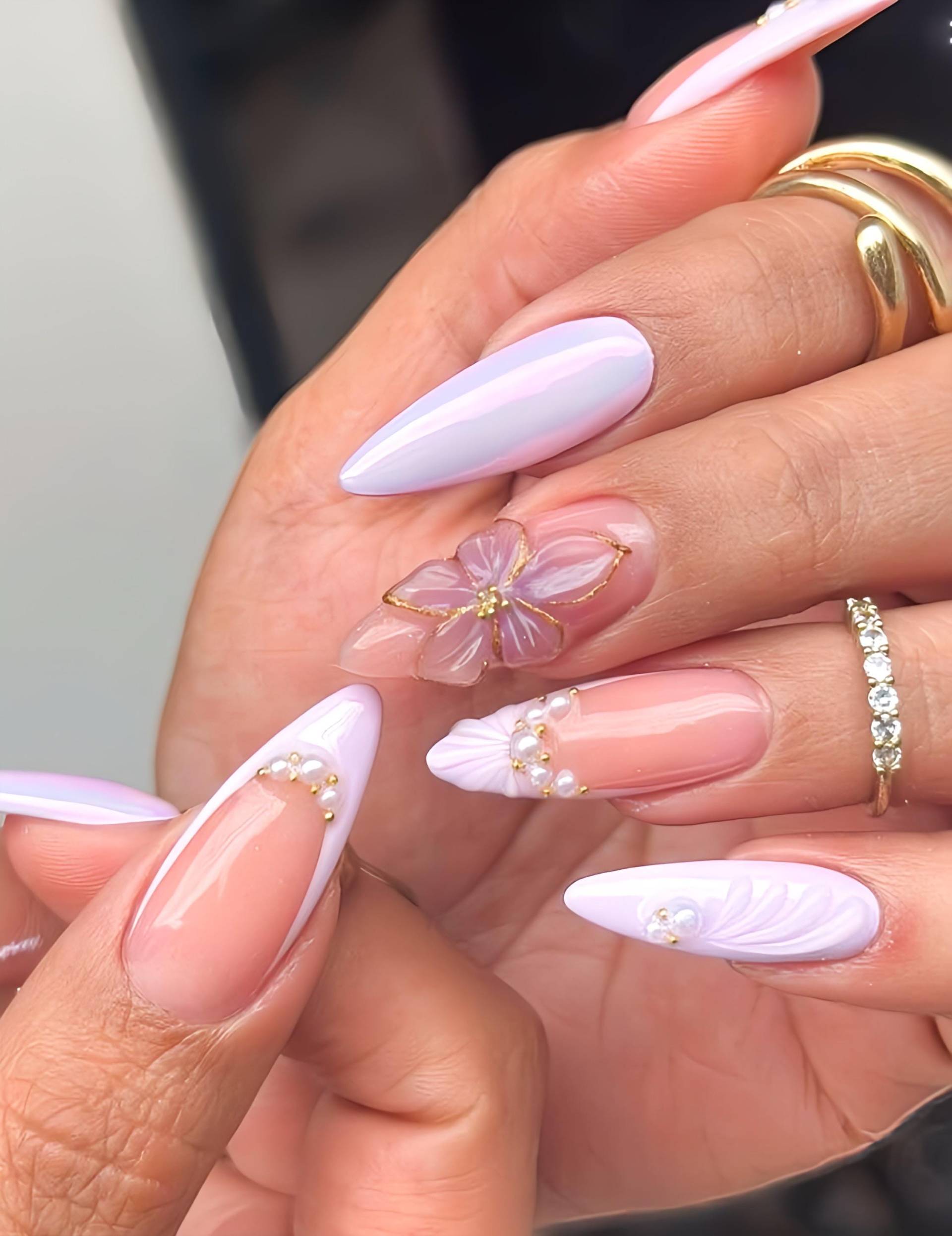 Lilac Bloom - 3D Handgemachte Wiederverwendbare Pressnägel von Etsy - nailauraDE