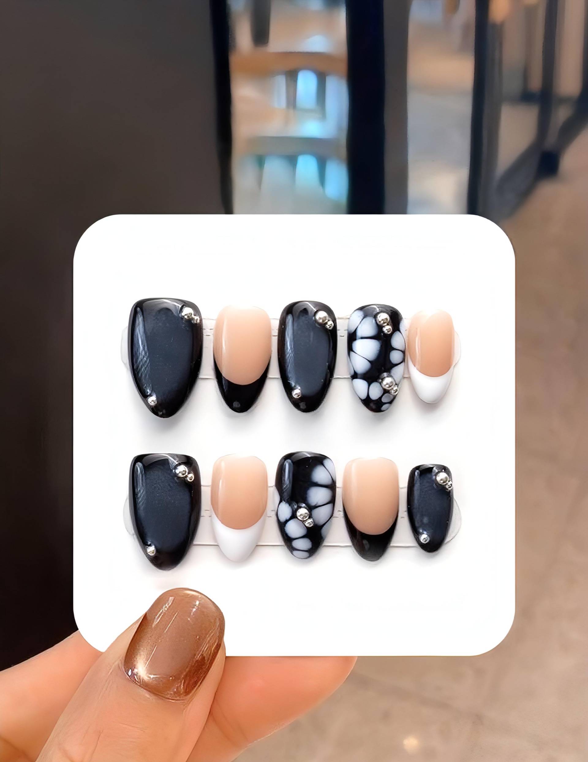 Midnight Bloom - 3D Handgemachte Wiederverwendbare Pressnägel von Etsy - nailauraDE