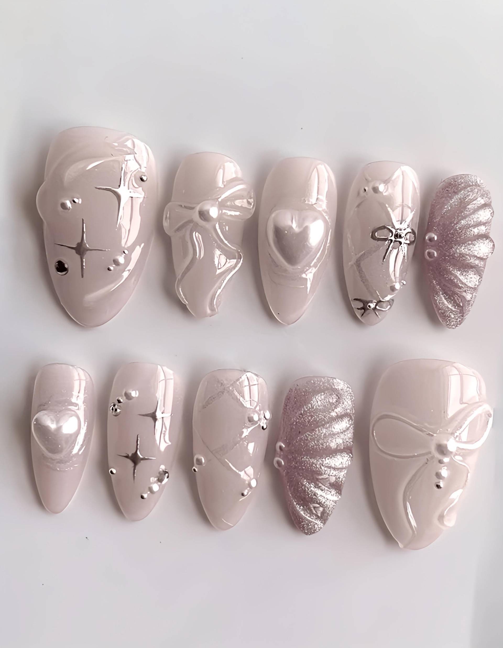 Milky Pinky - 3D Selbstgemachte Press-On Nägel Milky Pinky - 3D Selbstgemachte Press-On Nägel von Etsy - nailauraDE