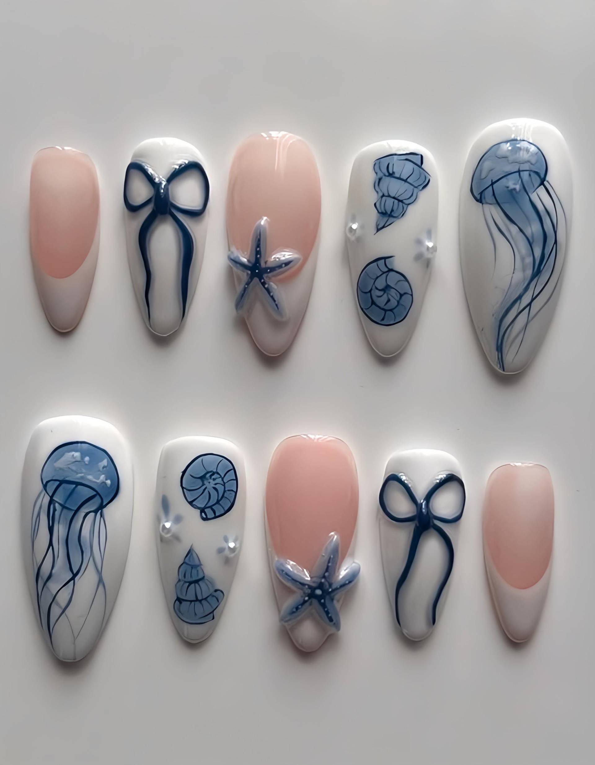 Ocean French - 3D Selbstgemachte Pressnägel Ocean French - 3D Selbstgemachte Pressnägel von Etsy - nailauraDE