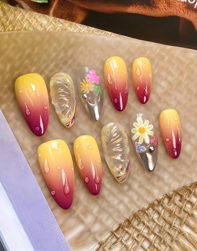 Peach Pearl - 3D Selbstgemachte Pressnägel von Etsy - nailauraDE