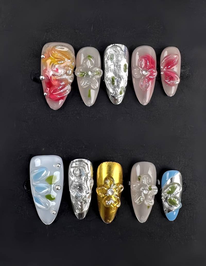 Petal Blush - 3D Selbstgemachte Press-On-Nägel von Etsy - nailauraDE