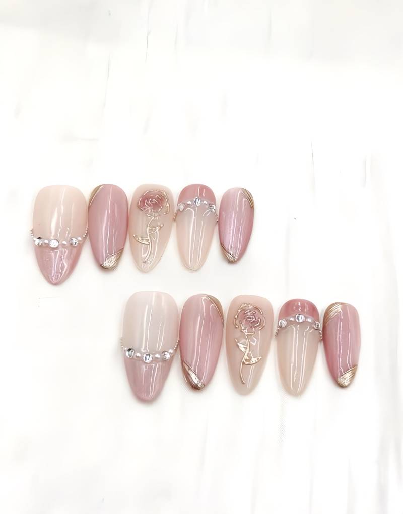 Pink Meadow - 3D Selbstgemachte Nägel Zum Aufpressen von Etsy - nailauraDE