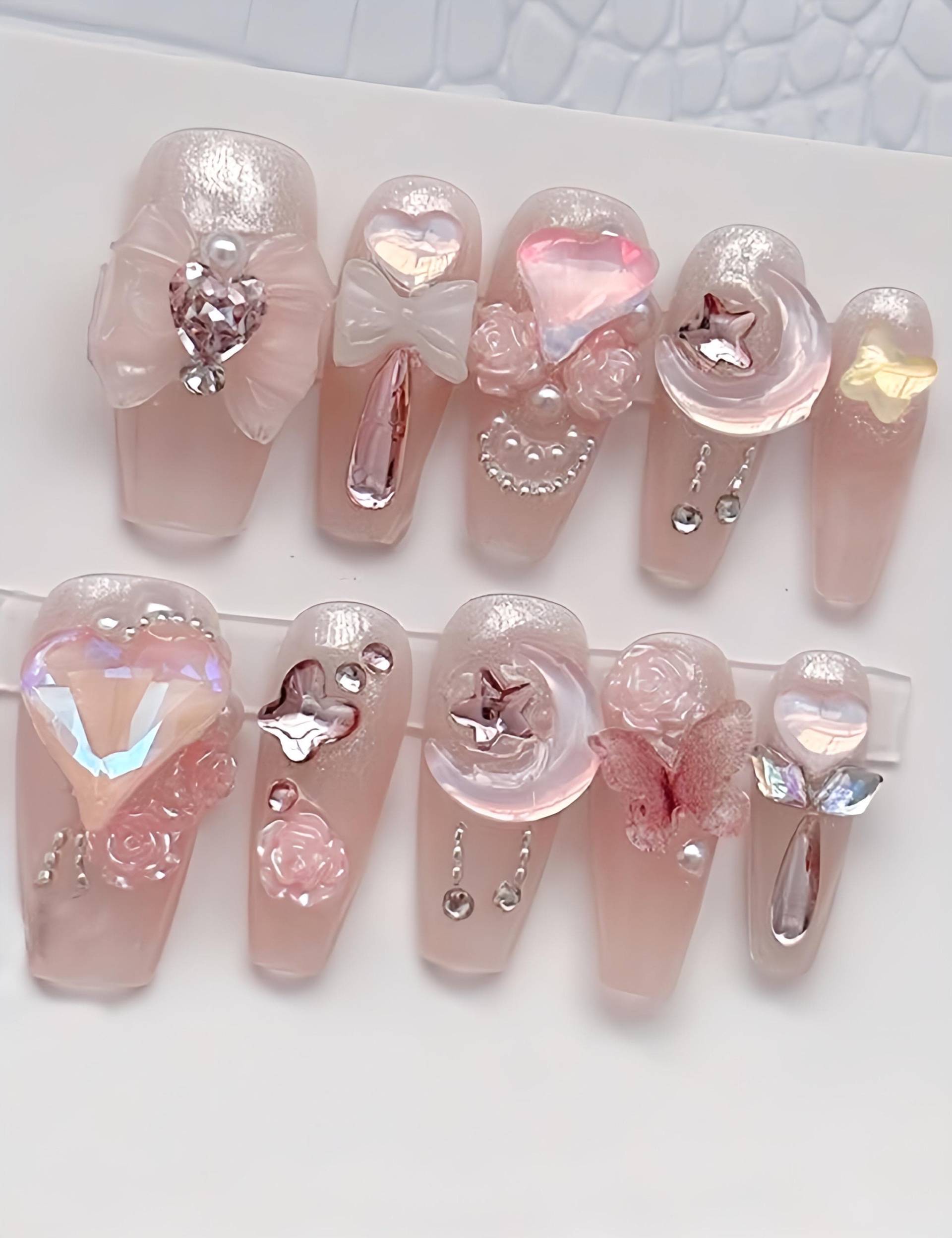Puppenhaus Hex - 3D Selbstgemachte Nägel Zum Aufpressen von Etsy - nailauraDE