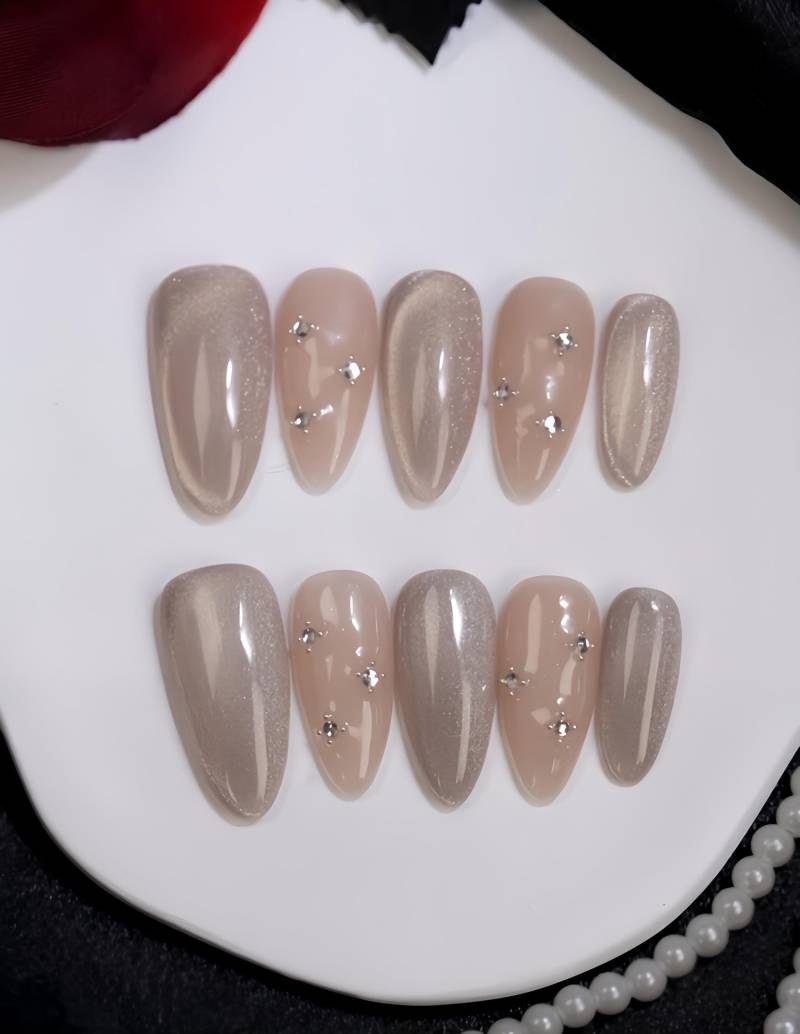 Pure Crystal - 3D Selbstgemachte Press-On Nägel von Etsy - nailauraDE