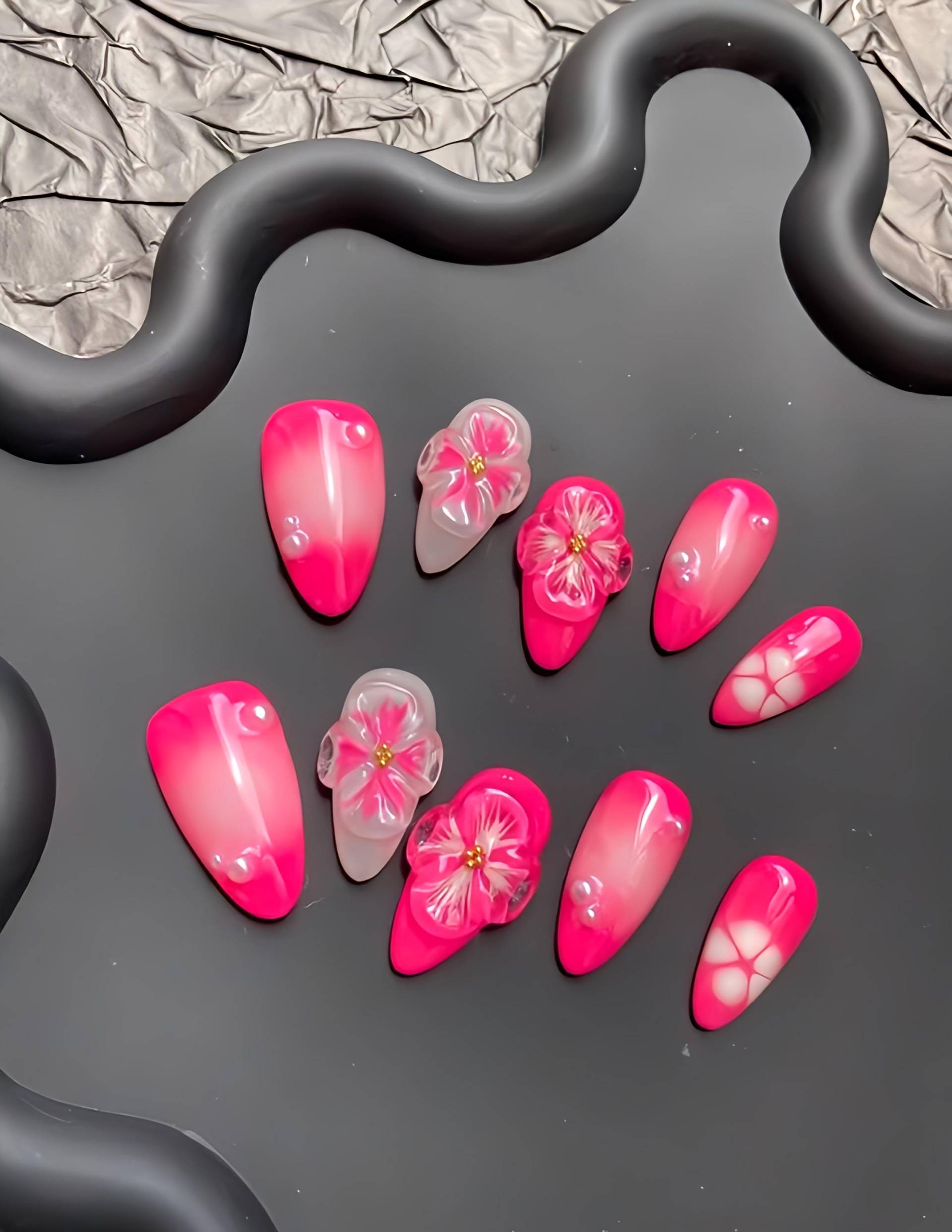 Rosé All Day - 3D Selbstgemachte Nägel Zum Aufpressen von Etsy - nailauraDE