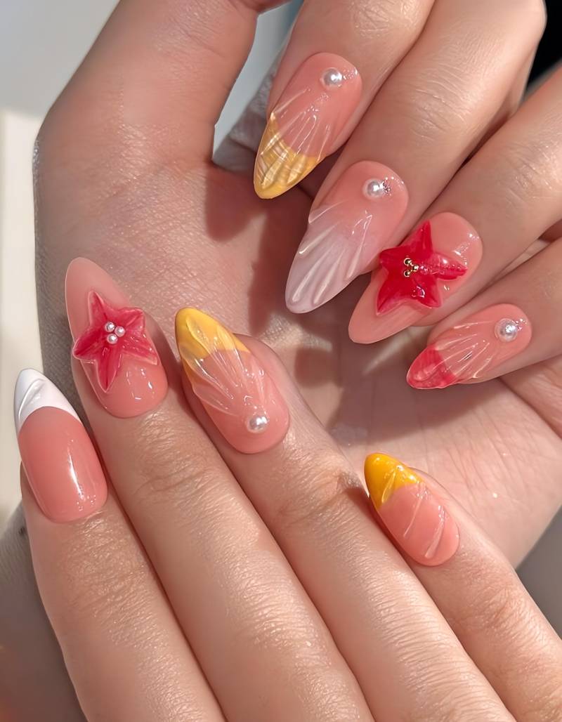 Rose Shell - 3D Selbstgemachte Press-On-Nägel von Etsy - nailauraDE
