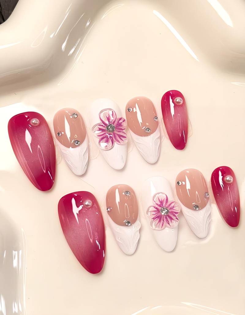 Sakura Dream - 3D Selbstgemachte Press-On-Nägel von Etsy - nailauraDE