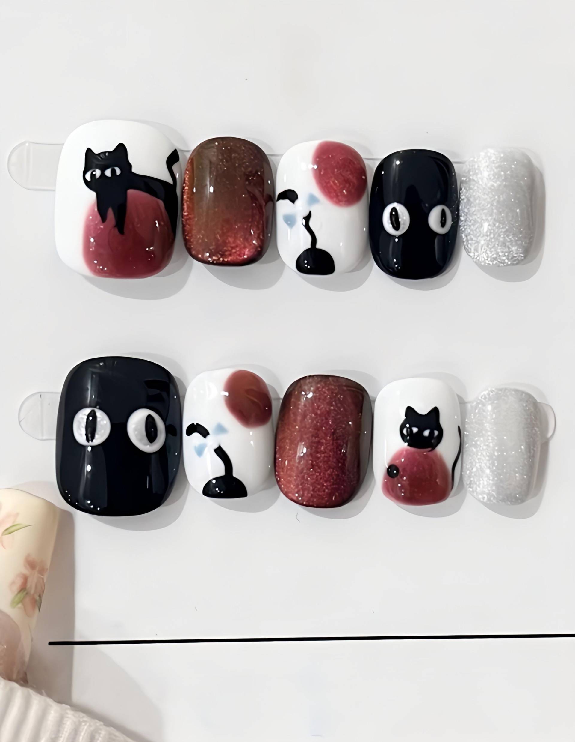 Schwarze Katze - 3D Selbstgemachte Pressnägel Schwarze Katze - 3D Selbstgemachte Pressnägel von Etsy - nailauraDE