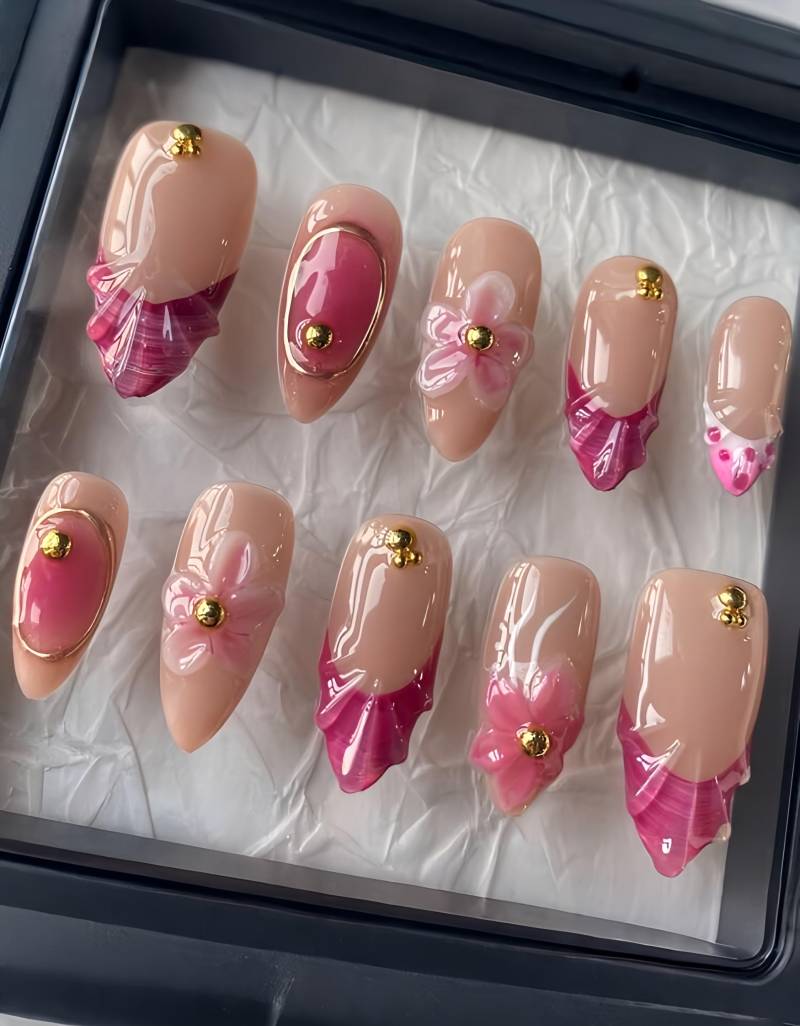 Spring Gold - 3D Selbstgemachte Nägel Zum Aufpressen von Etsy - nailauraDE