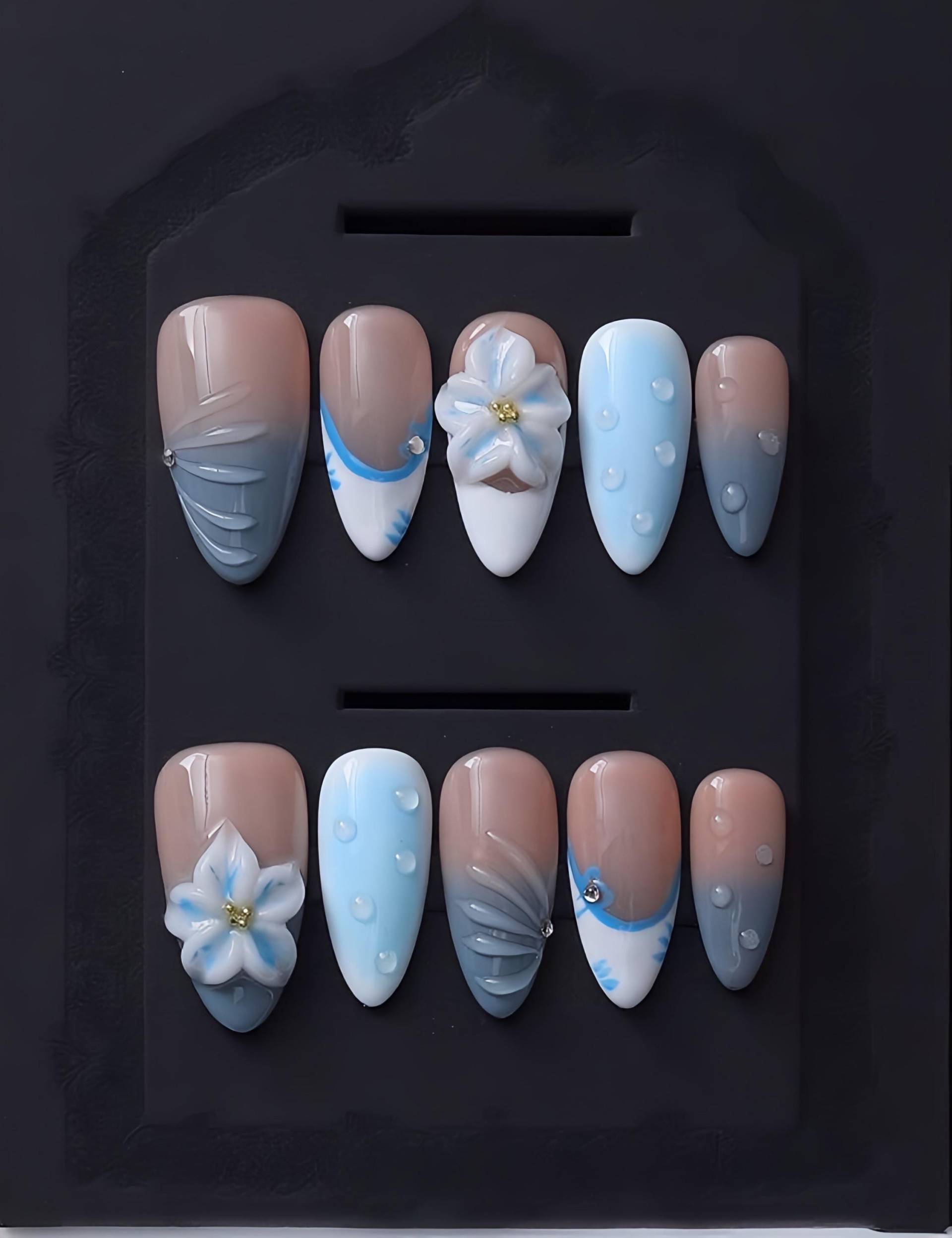 Vintage Blossom - 3D Selbstgemachte Nägel Zum Aufpressen von Etsy - nailauraDE
