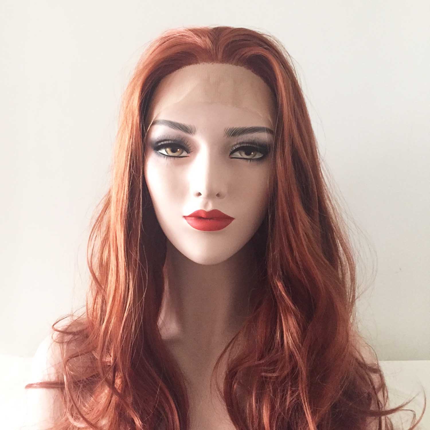 Frauen Lace Front Auburn Braun Große Welle Lockig Mittelteil Langhaar Perücke 24 Zoll von Etsy - nevermindyrhead