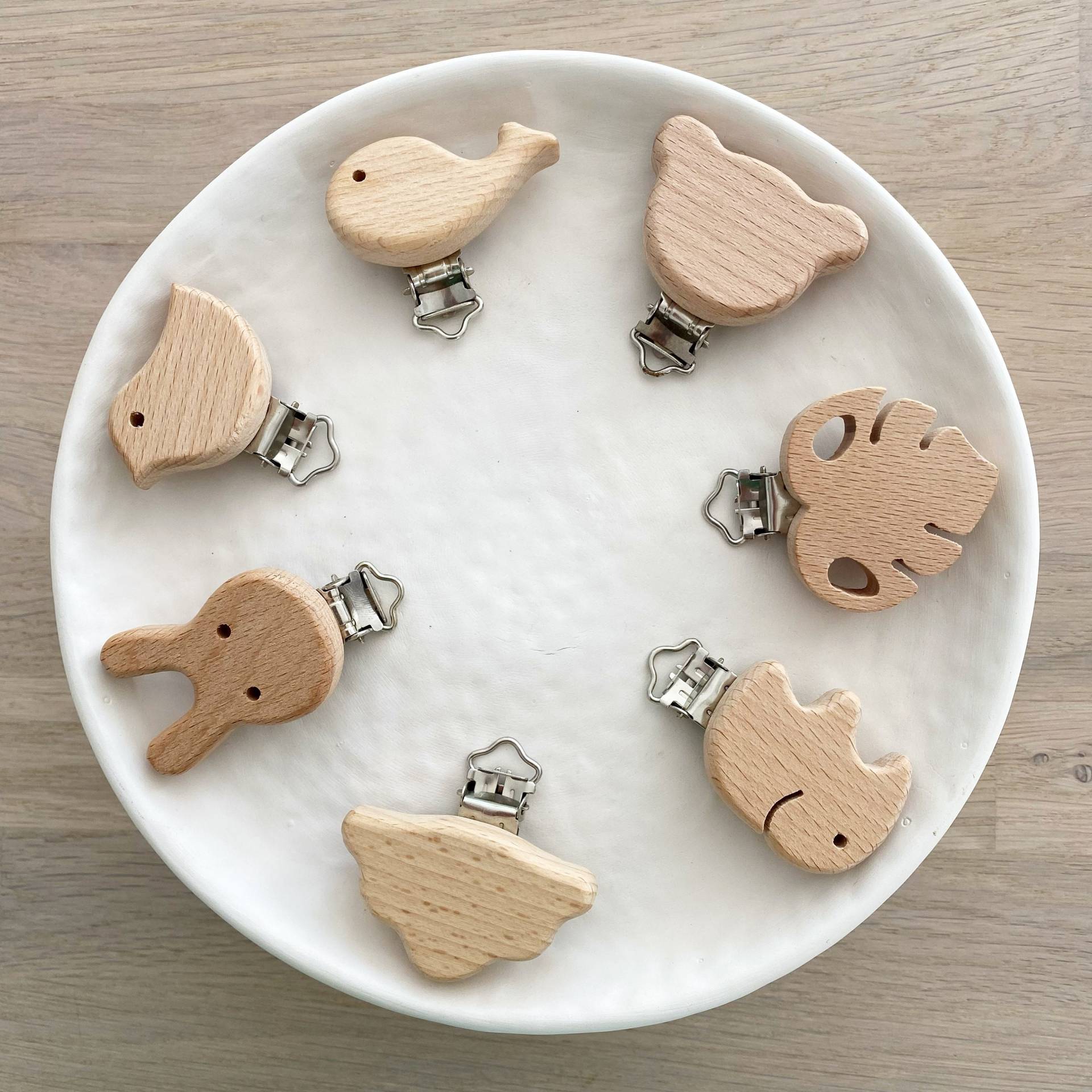 Schnullerkettenclip Holz - Verschiedene Motive von Etsy - nohiundmili