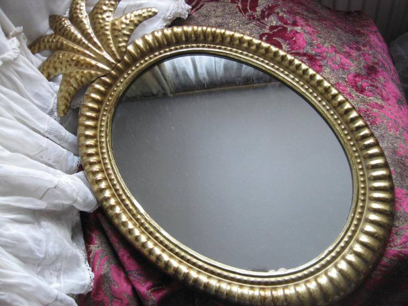 Vintage Spiegel Schminkspiegel Oval Messing Ananasspiegel Hollywood Hawaii Deko Boudoir Standspiegel Wandspiegel von Etsy - nonnalisavintage