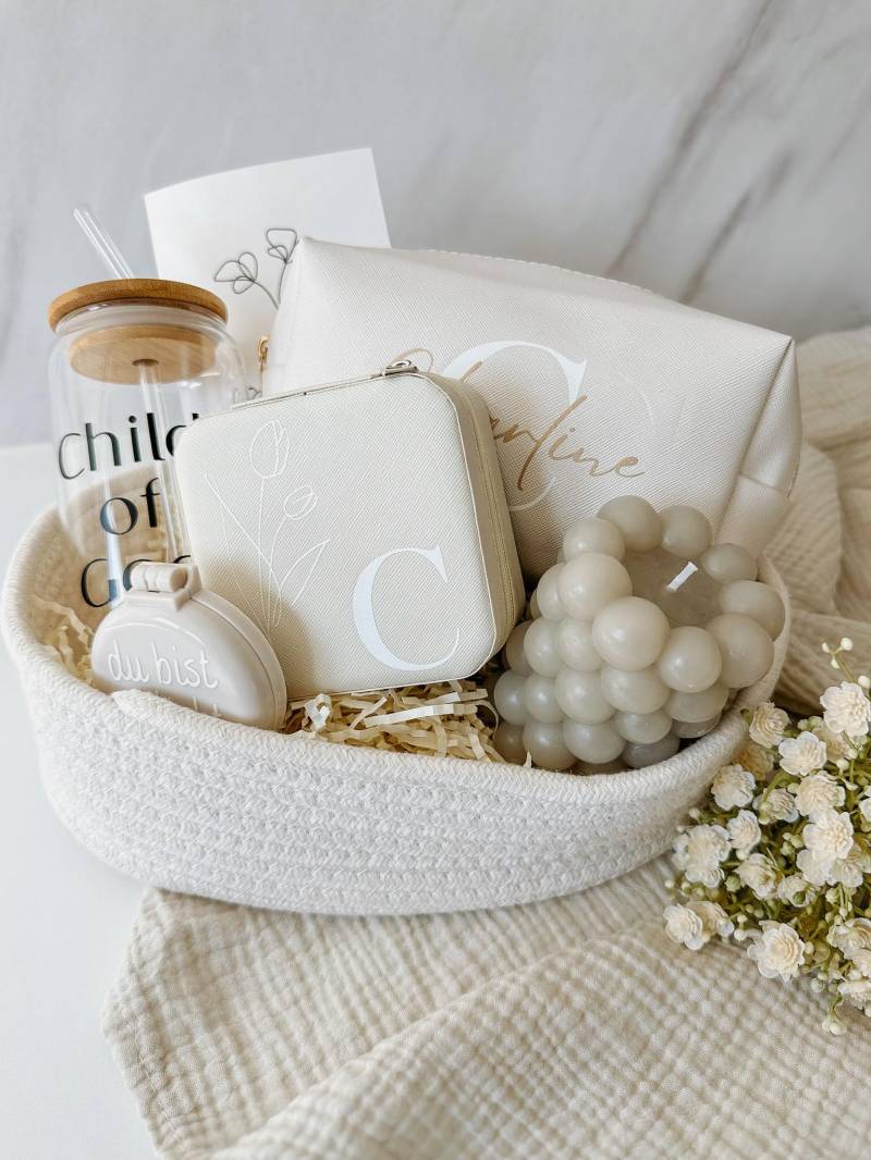Geburtstagsgeschenk Personalisiert - Christliches Geschenkset Für Frauen Mit Bibelvers, Kosmetiktasche, Schmuckbox & Karte Segenswunsch von Etsy - oHerzenswunsch