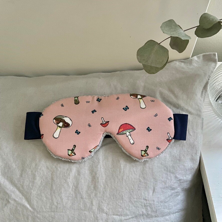 Heather Grey Terry Schlafmaske Mit Pilz & Schmetterling Print Futter Heather Grey Terry Schlafmaske Mit Pilz & Schmetterling Print Futter von Etsy - oblahk