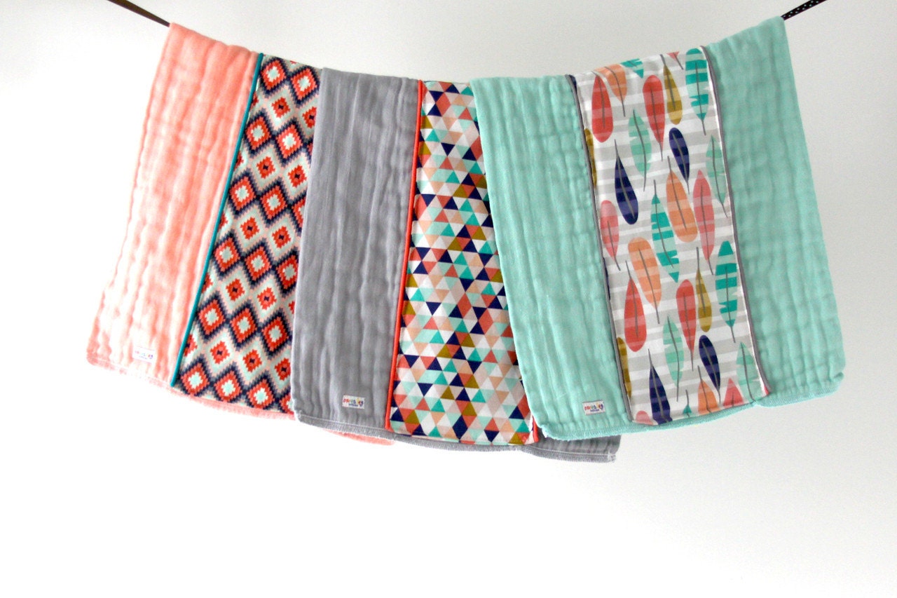 Baby Spucktuch 3Er Set, Canyon Sonnenaufgang Geometrisch Azteken Federn, Handgefärbte Spucktücher, Geschenk, Essentials, Neugeborene von Etsy - owesley