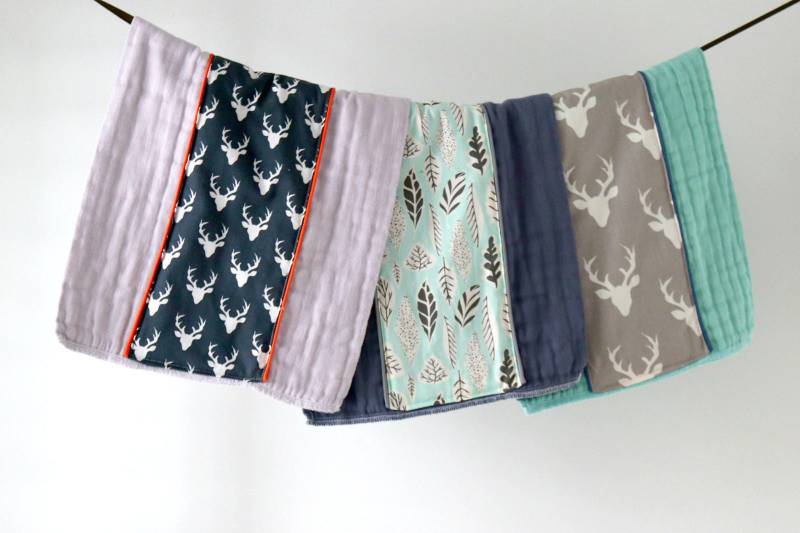 Baby Spucktuch 3Er Set, Navy Grau Buck Und Blätter, Handgefärbte Spucktücher, Geschenk, Essentials, Newborn von Etsy - owesley
