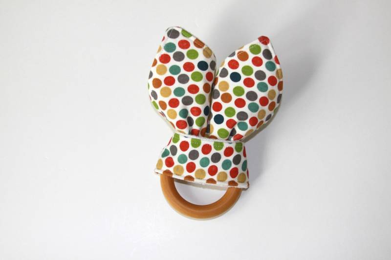 Bio Holz Beißring, Crinkle Toy, Dottie, Knit Greifling, Greifling von Etsy - owesley